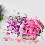 Lavish Pink Orchid Basket