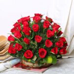 Large Red Roses Basket