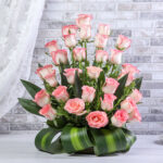 Pink Roses Basket Arrangement
