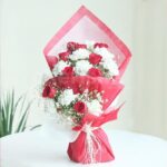 Red Roses & White Carnations Bouquet